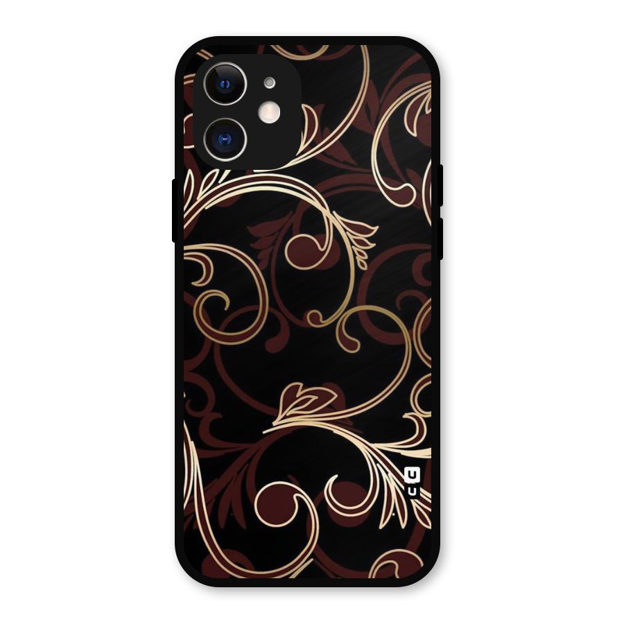 Golden Maroon Beauty Metal Back Case for iPhone 12
