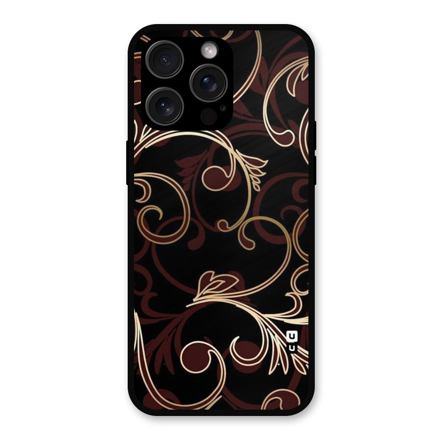 Golden Maroon Beauty Metal Back Case for iPhone 15 Pro Max