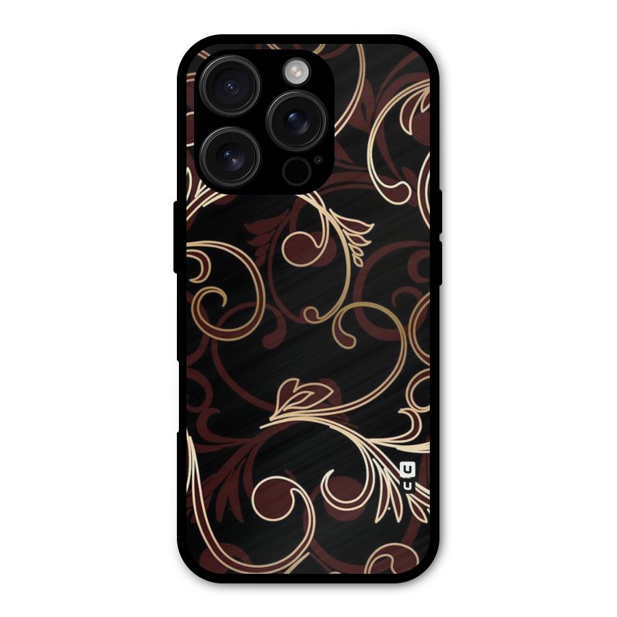Golden Maroon Beauty Metal Back Case for iPhone 16 Pro