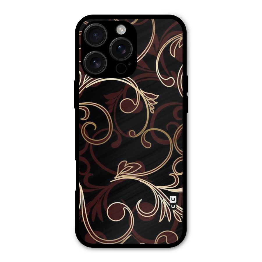 Golden Maroon Beauty Metal Back Case for iPhone 16 Pro Max