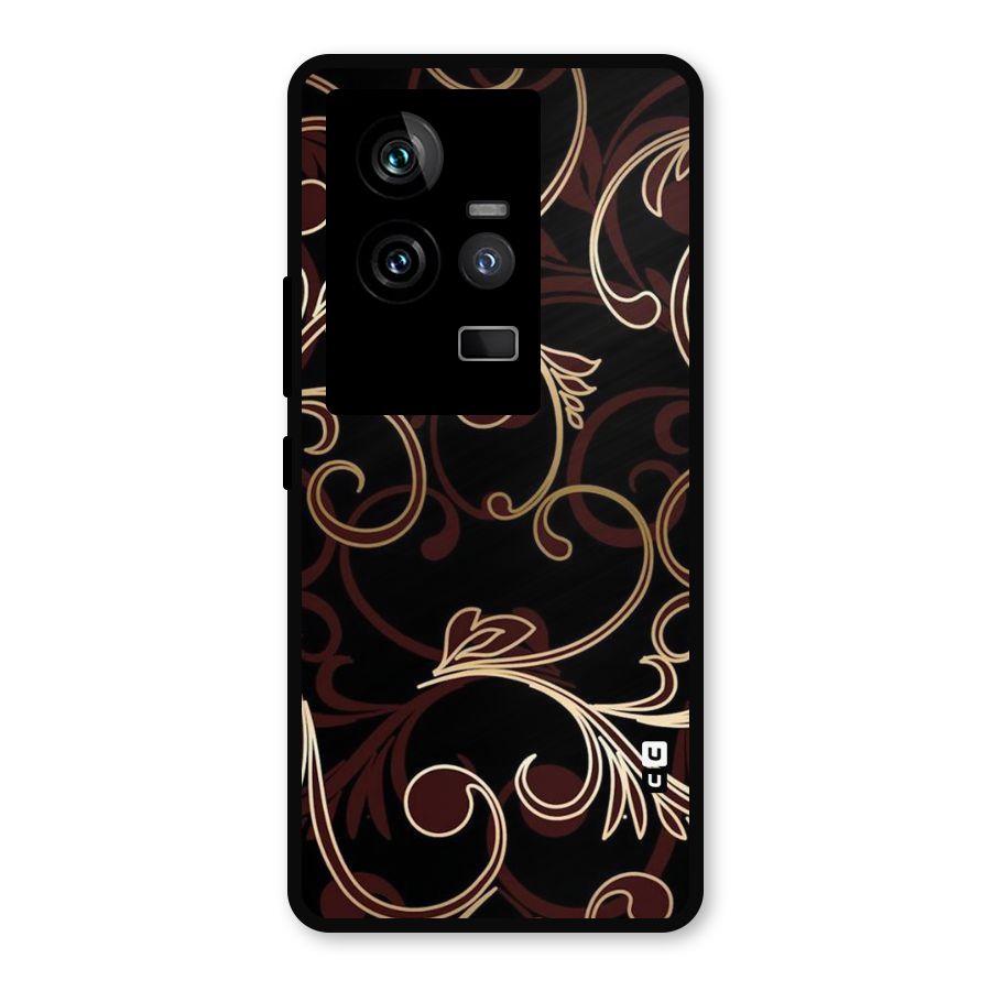 Golden Maroon Beauty Metal Back Case for iQOO 11 5G