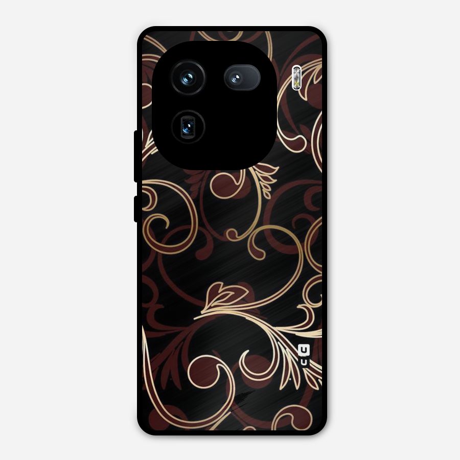 Golden Maroon Beauty Metal Back Case for iQOO 12