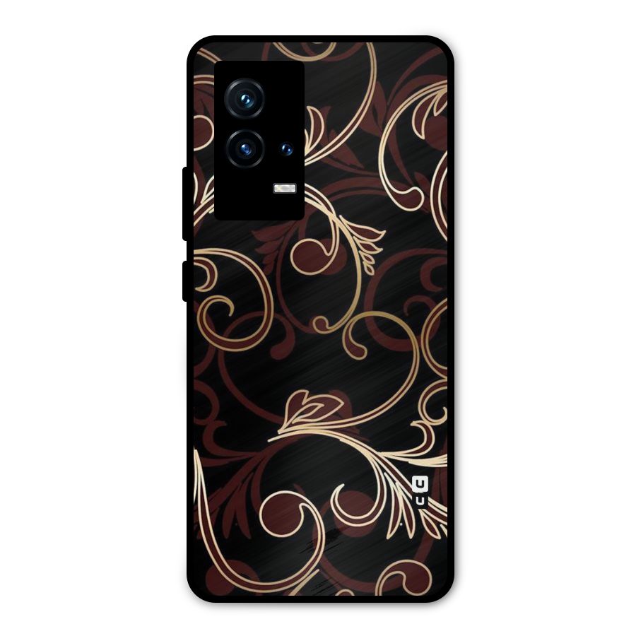 Golden Maroon Beauty Metal Back Case for iQOO 9 5G