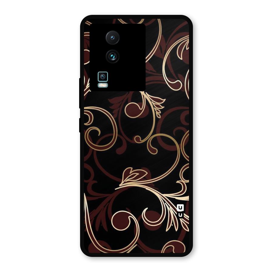 Golden Maroon Beauty Metal Back Case for iQOO Neo 7