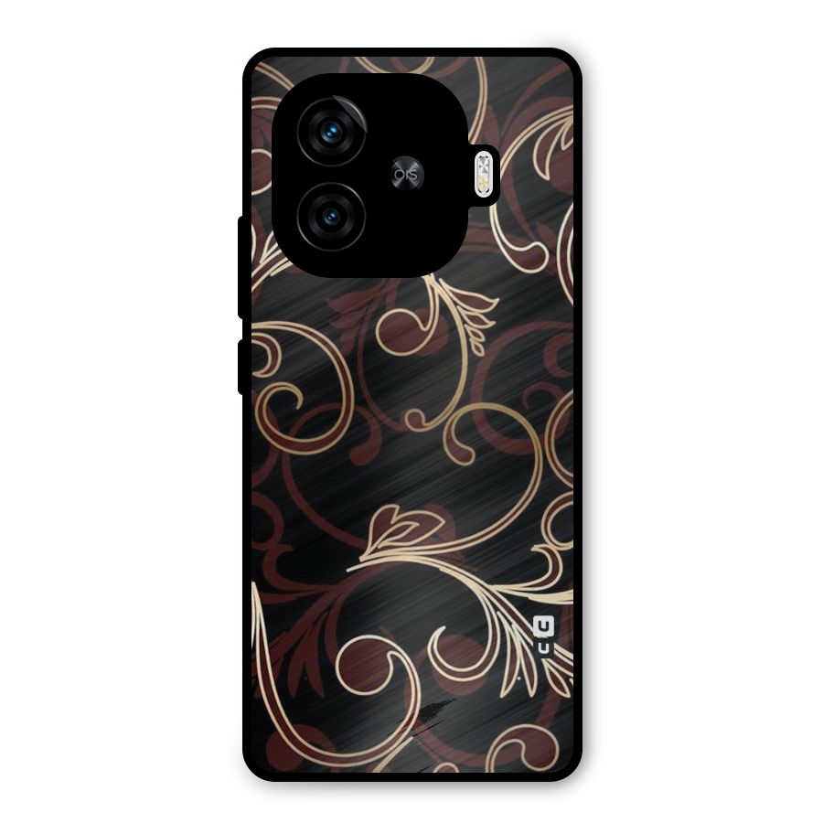 Golden Maroon Beauty Metal Back Case for iQOO Z9 Turbo
