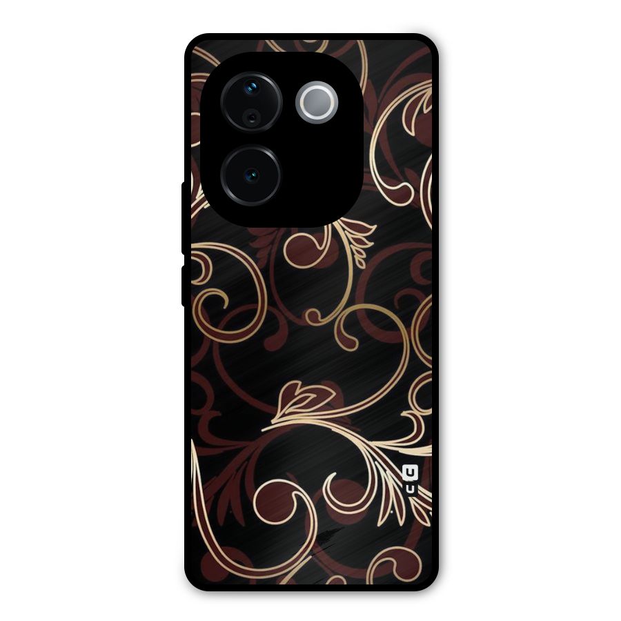 Golden Maroon Beauty Metal Back Case for iQOO Z9s Pro