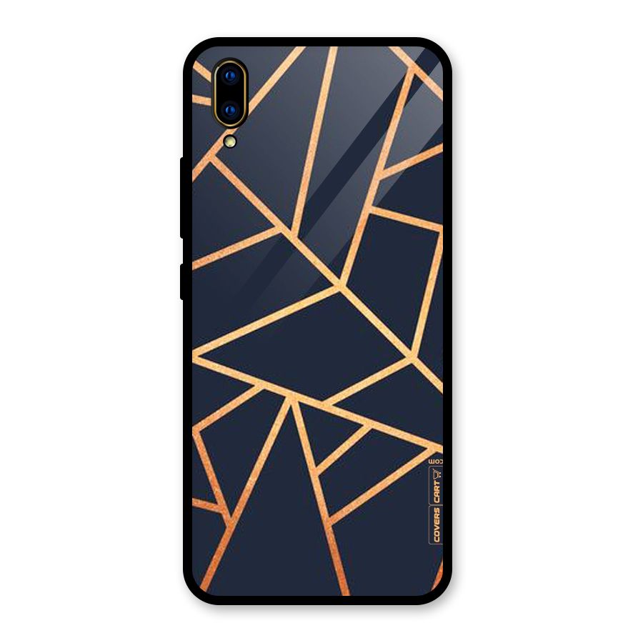 Golden Pattern Glass Back Case for Vivo V11 Pro