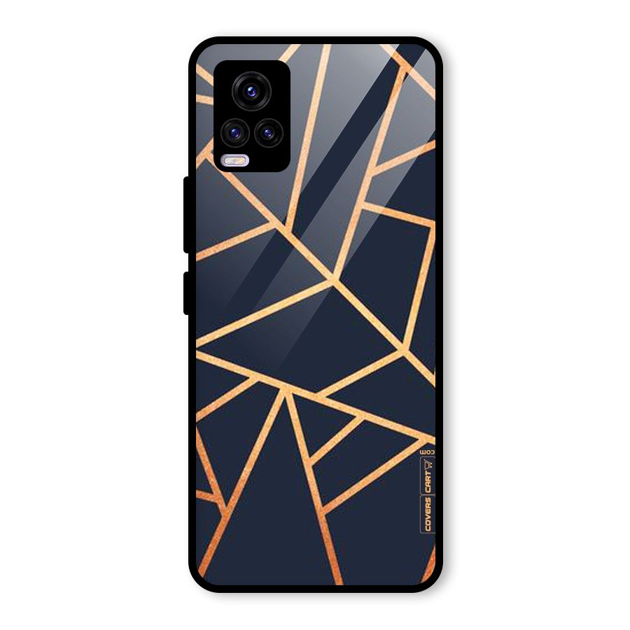 Golden Pattern Glass Back Case for Vivo V20 2021