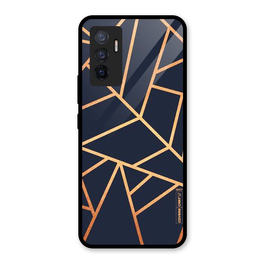 Golden Pattern Glass Back Case for Vivo V23e