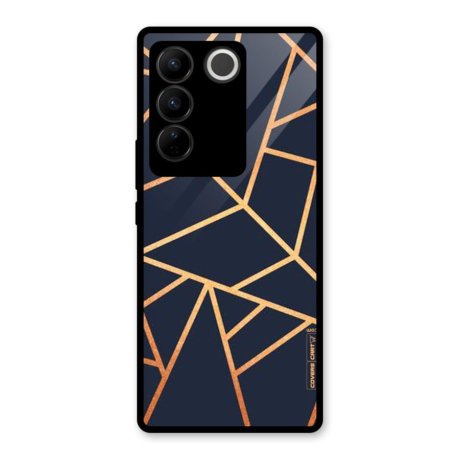 Golden Pattern Glass Back Case for Vivo V27 Pro