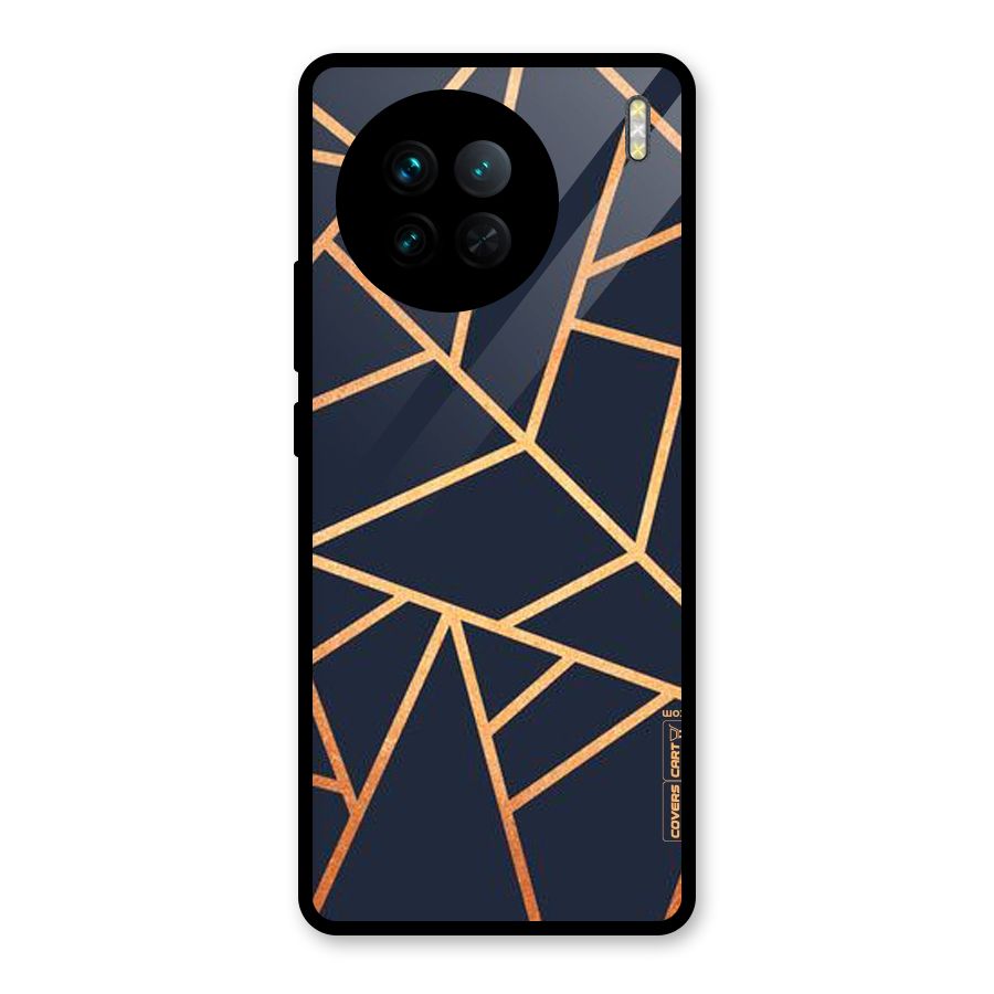 Golden Pattern Glass Back Case for Vivo X90