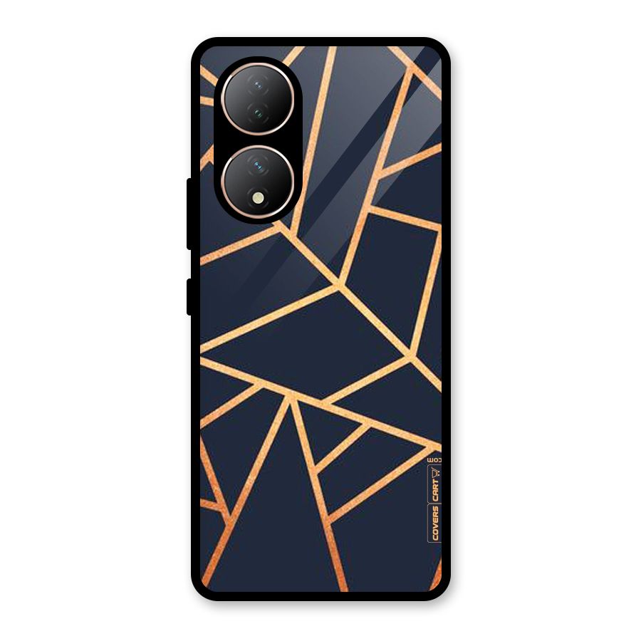 Golden Pattern Glass Back Case for Vivo Y100A
