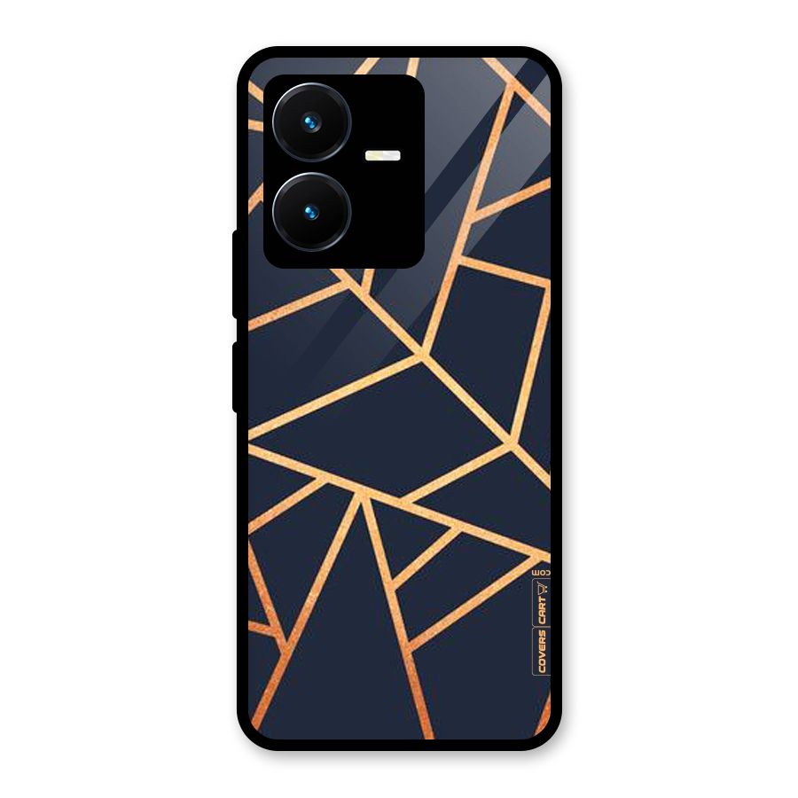 Golden Pattern Glass Back Case for Vivo Y22s