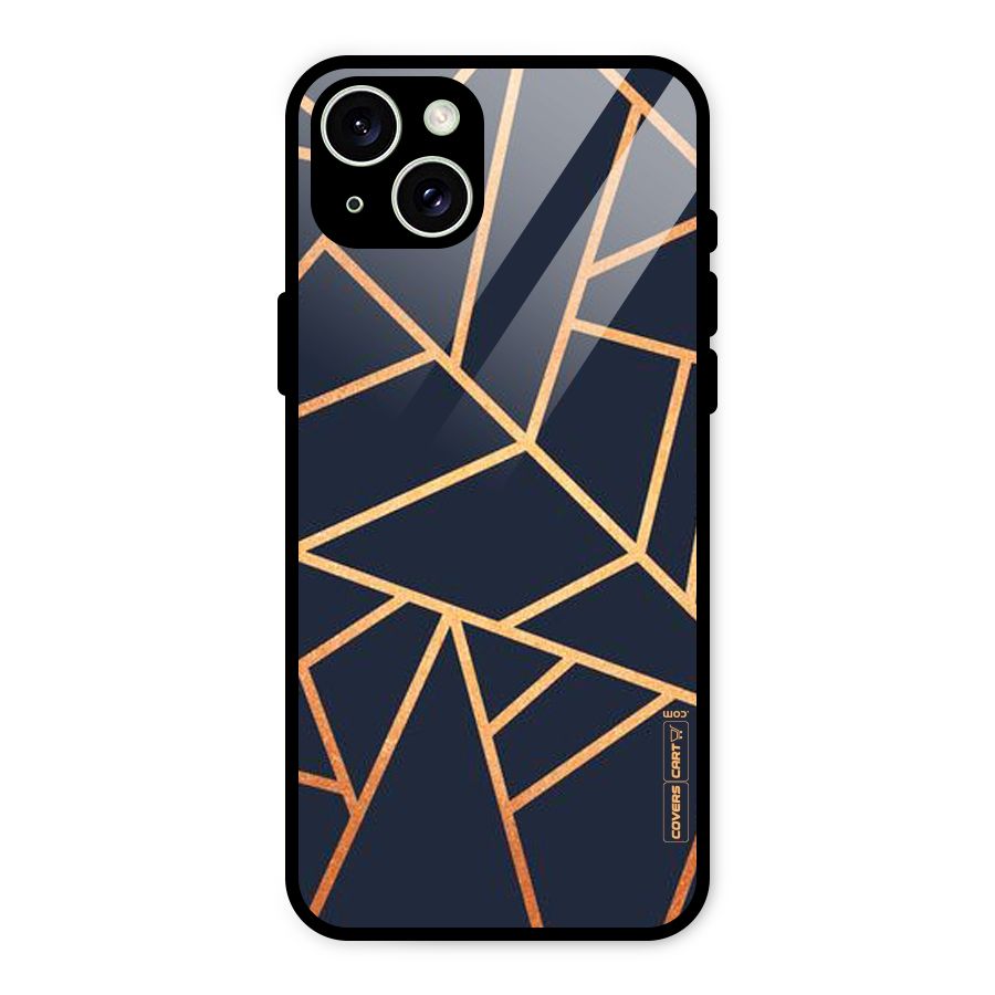 Golden Pattern Glass Back Case for iPhone 15 Plus