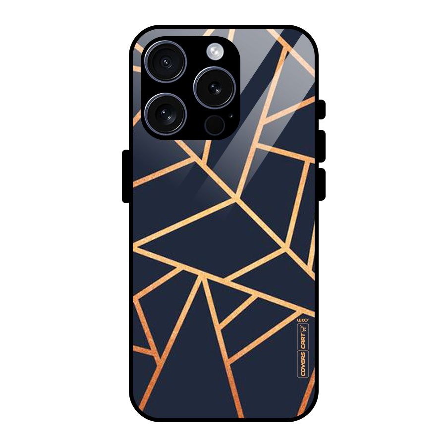 Golden Pattern Glass Back Case for iPhone 15 Pro