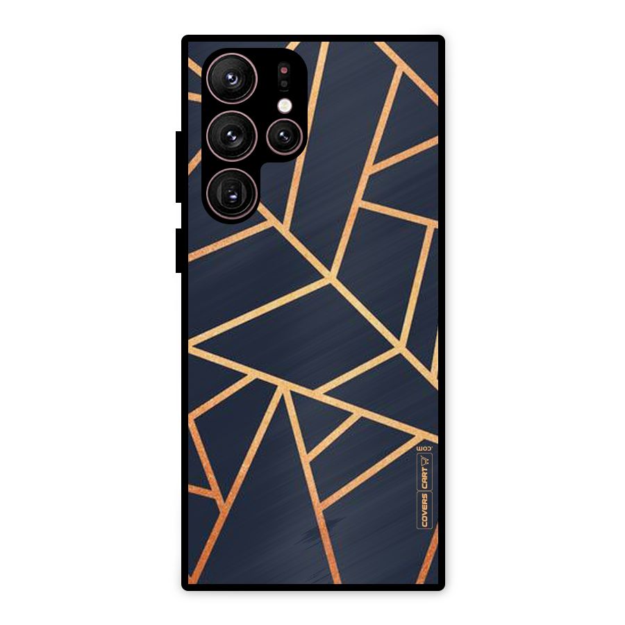 Golden Pattern Metal Back Case for Galaxy S22 Ultra 5G