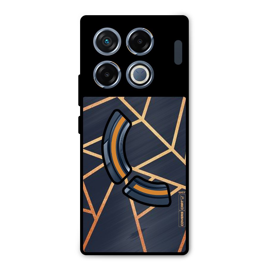 Golden Pattern Metal Back Case for Infinix GT 20 Pro