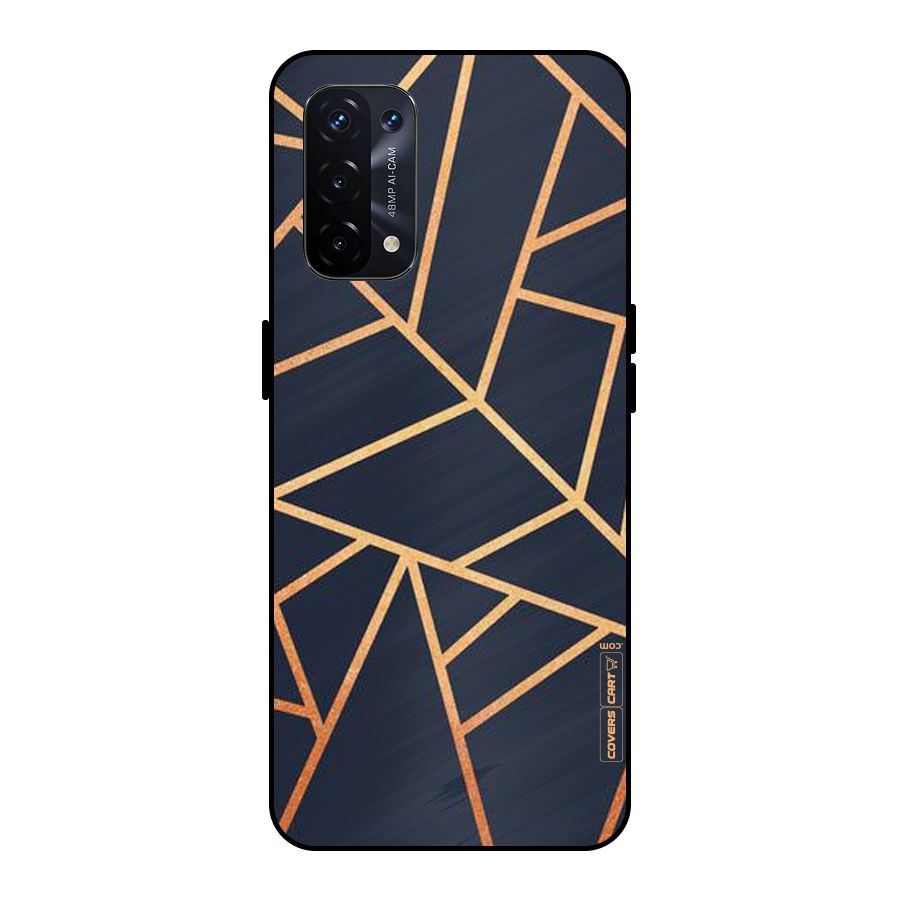Golden Pattern Metal Back Case for Oppo A74 5G