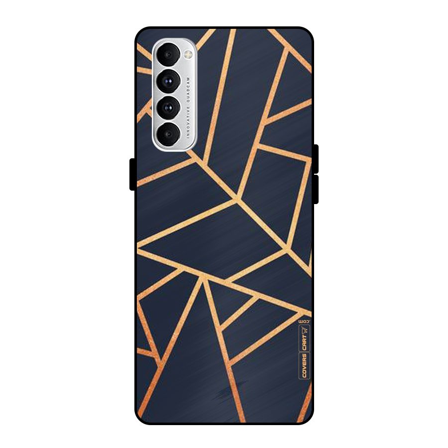 Golden Pattern Metal Back Case for Oppo Reno4 Pro