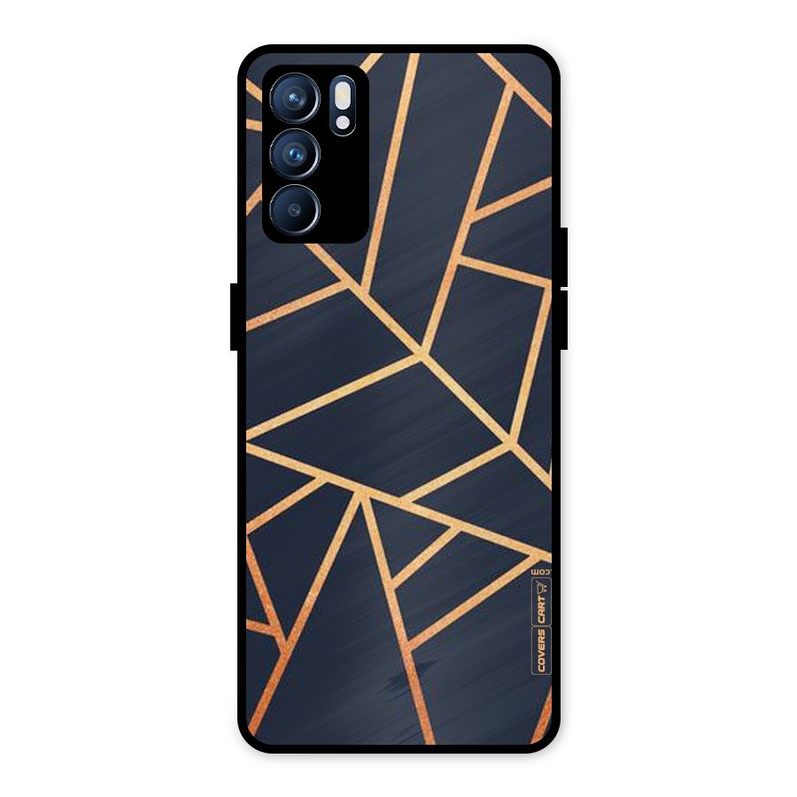 Golden Pattern Metal Back Case for Oppo Reno6 5G