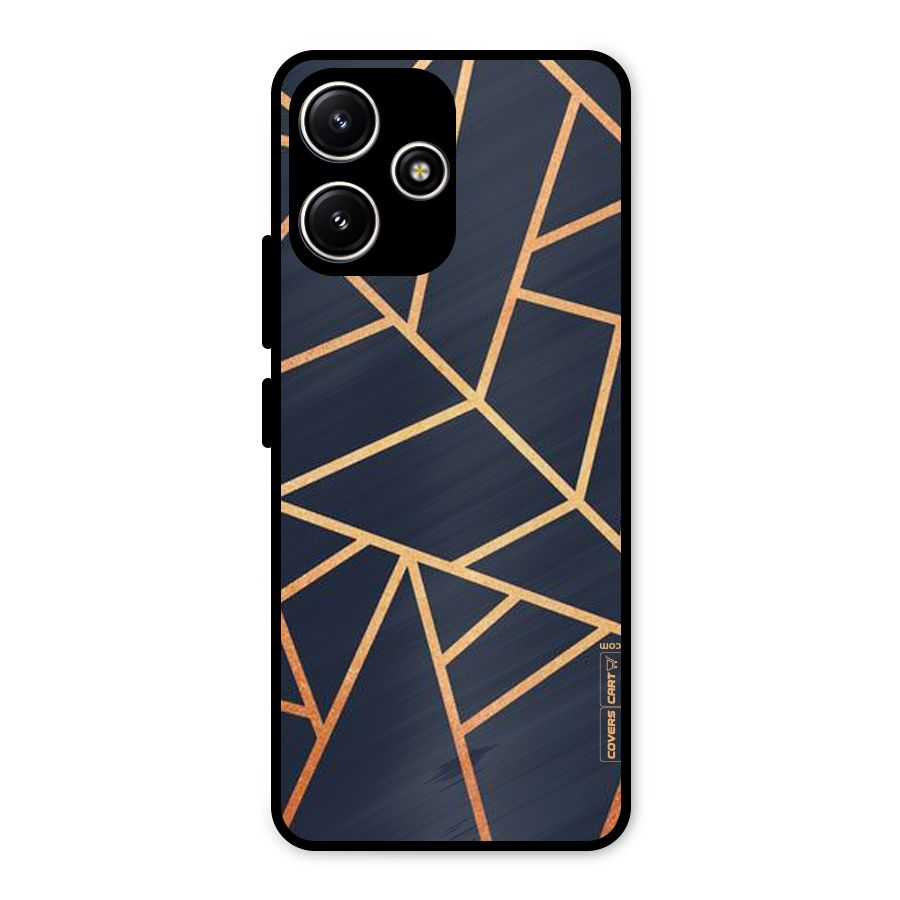 Golden Pattern Metal Back Case for Poco M6 Pro