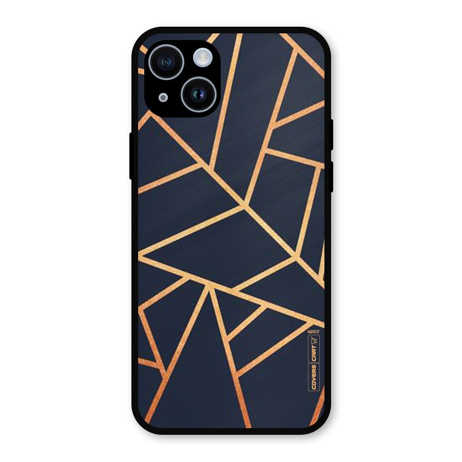 Golden Pattern Metal Back Case for iPhone 14
