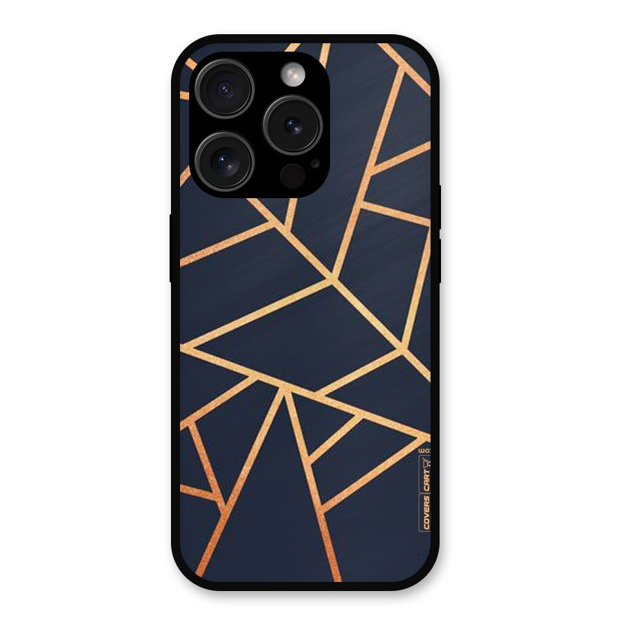 Golden Pattern Metal Back Case for iPhone 15 Pro