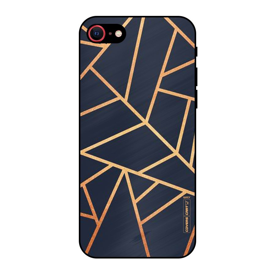 Golden Pattern Metal Back Case for iPhone SE 2022
