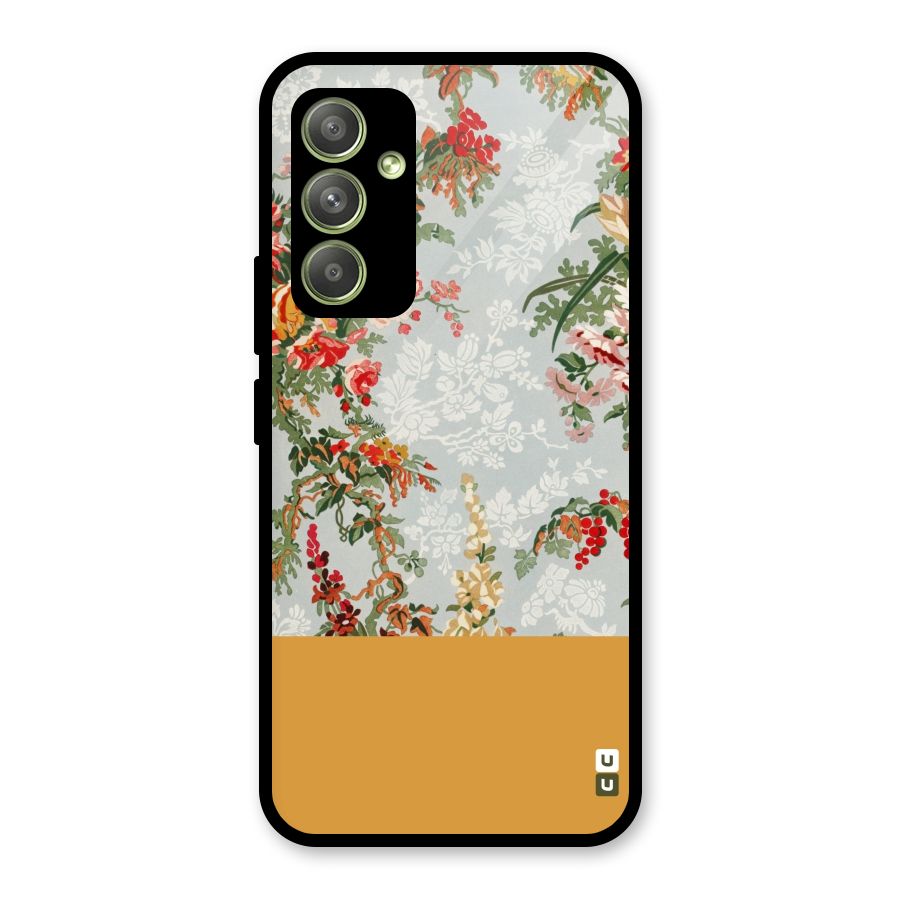 Golden Stripe on Floral Glass Back Case for Galaxy A54