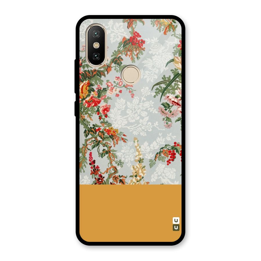 Golden Stripe on Floral Glass Back Case for Redmi A2