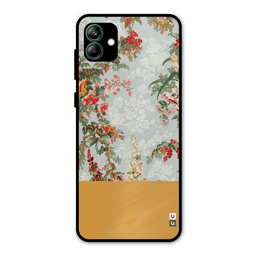 Golden Stripe on Floral Metal Back Case for Galaxy A04
