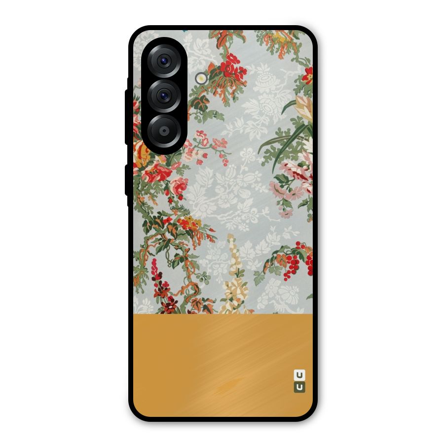 Golden Stripe on Floral Metal Back Case for Galaxy A36
