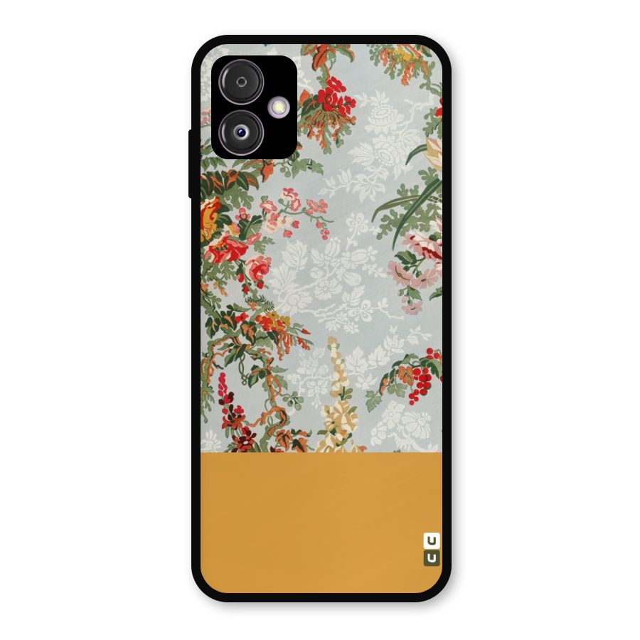 Golden Stripe on Floral Metal Back Case for Galaxy F14