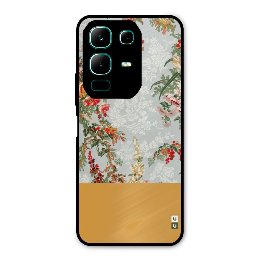 Golden Stripe on Floral Metal Back Case for Infinix Note 50x