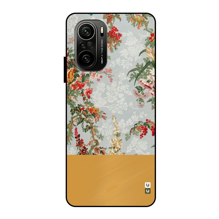 Golden Stripe on Floral Metal Back Case for Mi 11x