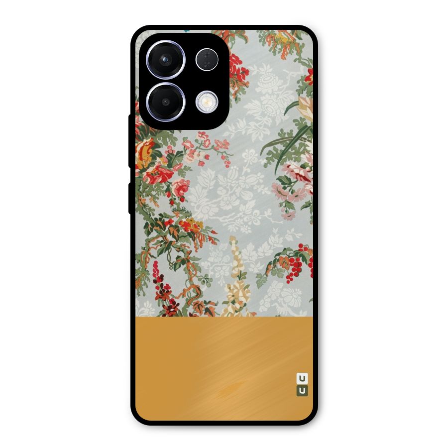 Golden Stripe on Floral Metal Back Case for Oppo K13