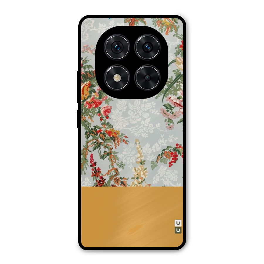 Golden Stripe on Floral Metal Back Case for Poco X7