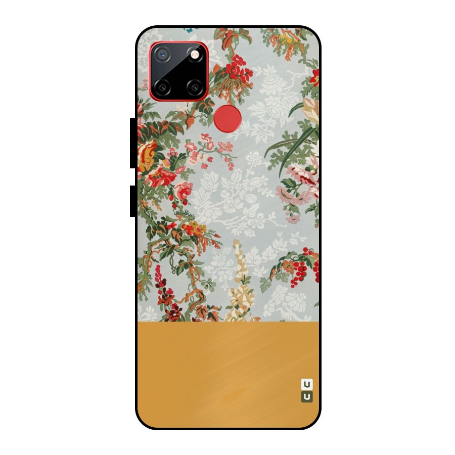Golden Stripe on Floral Metal Back Case for Realme C12