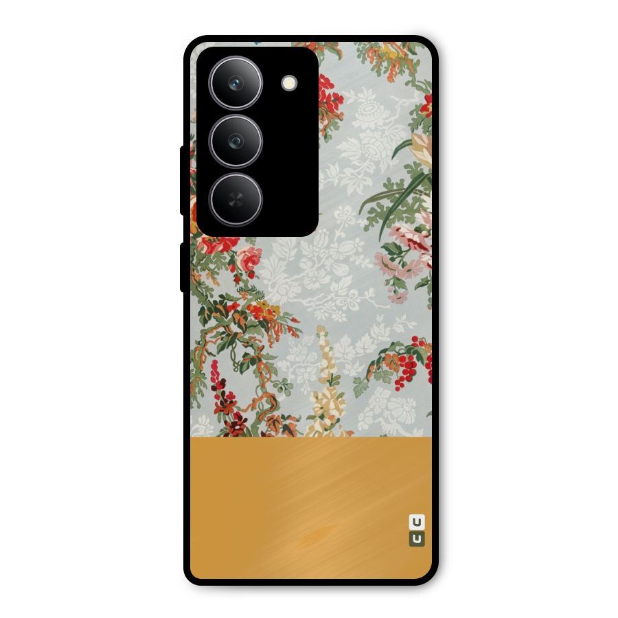 Golden Stripe on Floral Metal Back Case for Realme P3x