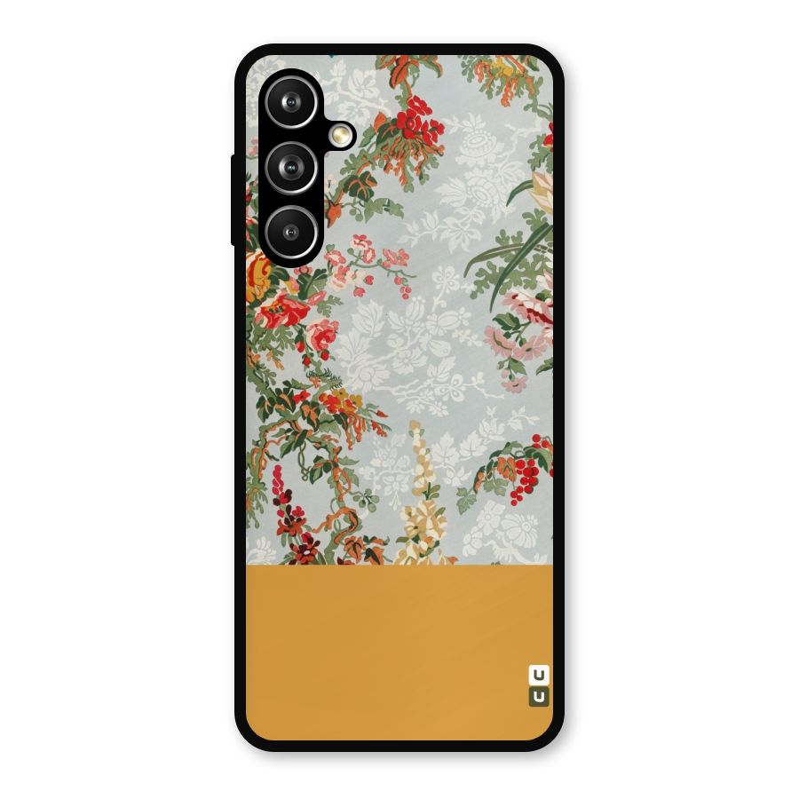 Golden Stripe on Floral Metal Back Case for Samsung Galaxy M54