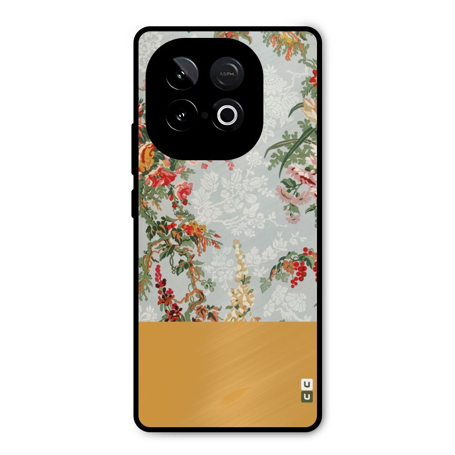 Golden Stripe on Floral Metal Back Case for iQOO Neo 10