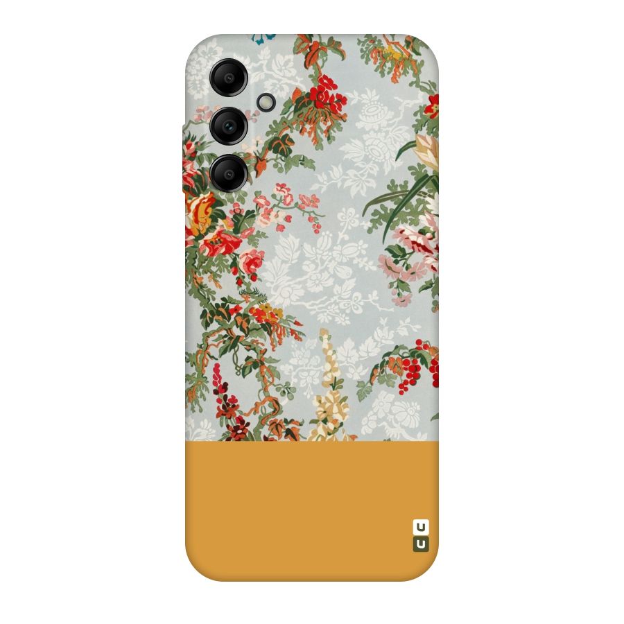Golden Stripe on Floral Original Polycarbonate Back Case for Galaxy A14 5G