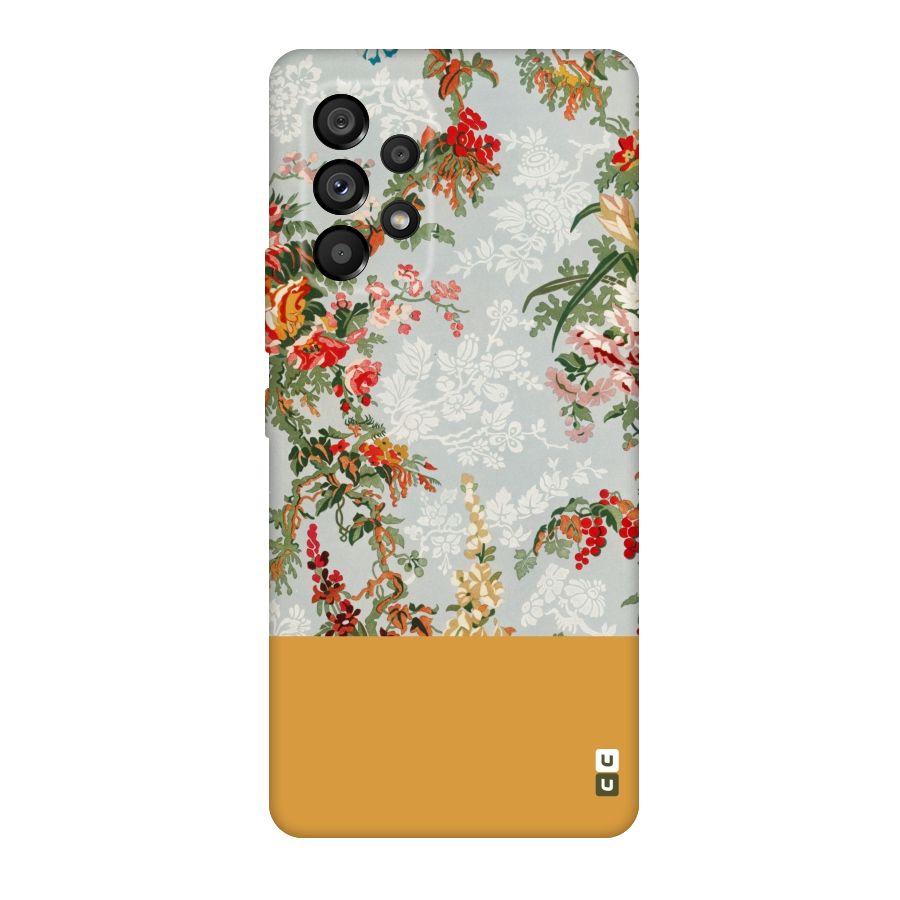 Golden Stripe on Floral Original Polycarbonate Back Case for Galaxy A53 5G