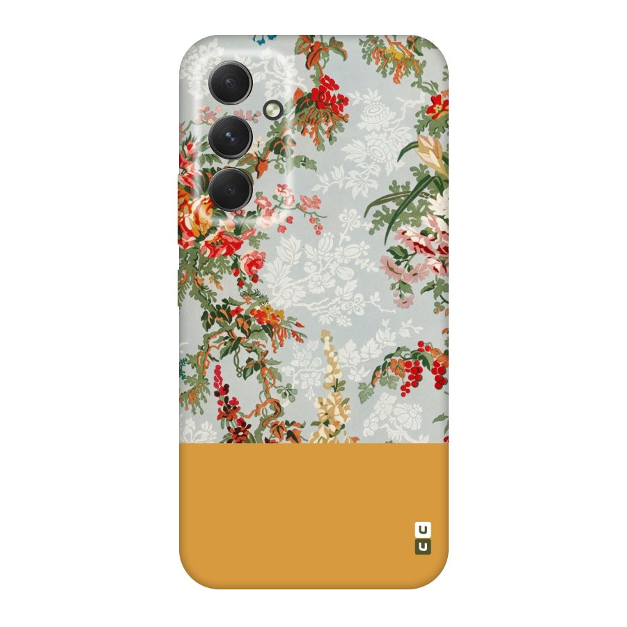 Golden Stripe on Floral Original Polycarbonate Back Case for Galaxy A54