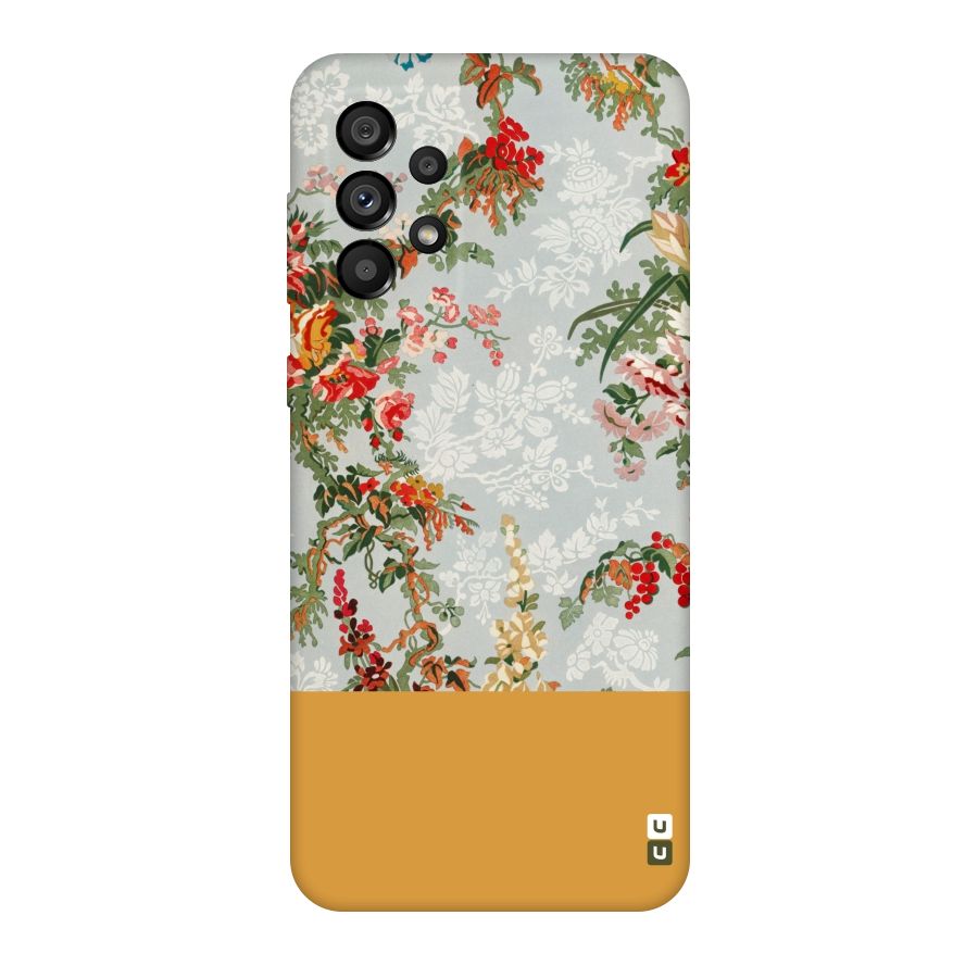 Golden Stripe on Floral Original Polycarbonate Back Case for Galaxy A73 5G