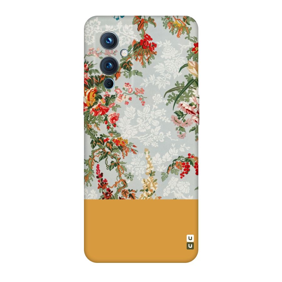 Golden Stripe on Floral Original Polycarbonate Back Case for OnePlus 9