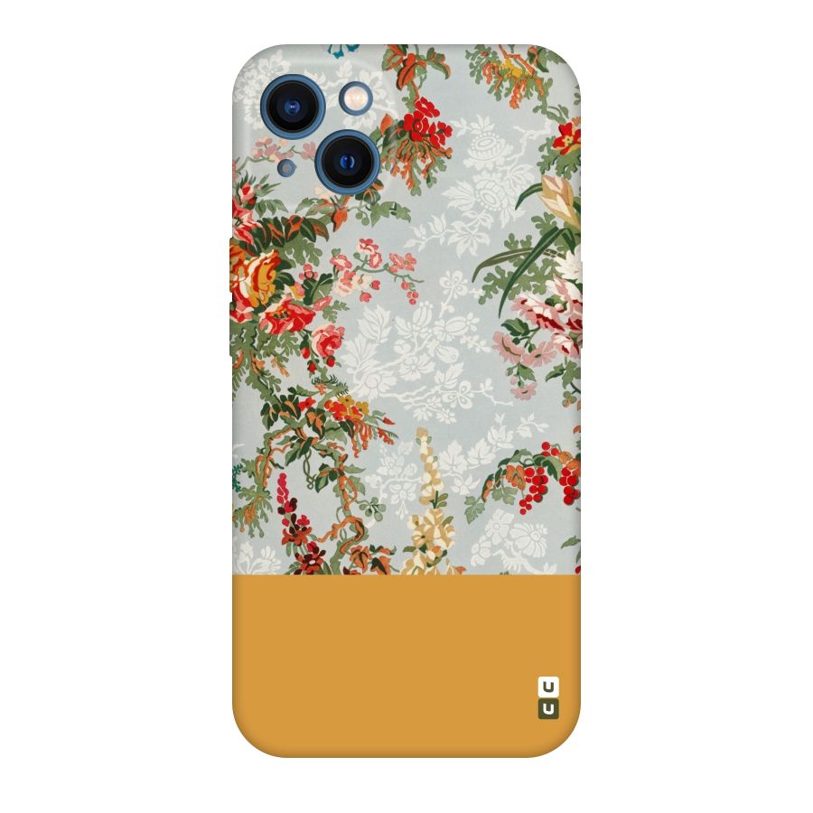 Golden Stripe on Floral Original Polycarbonate Back Case for iPhone 13