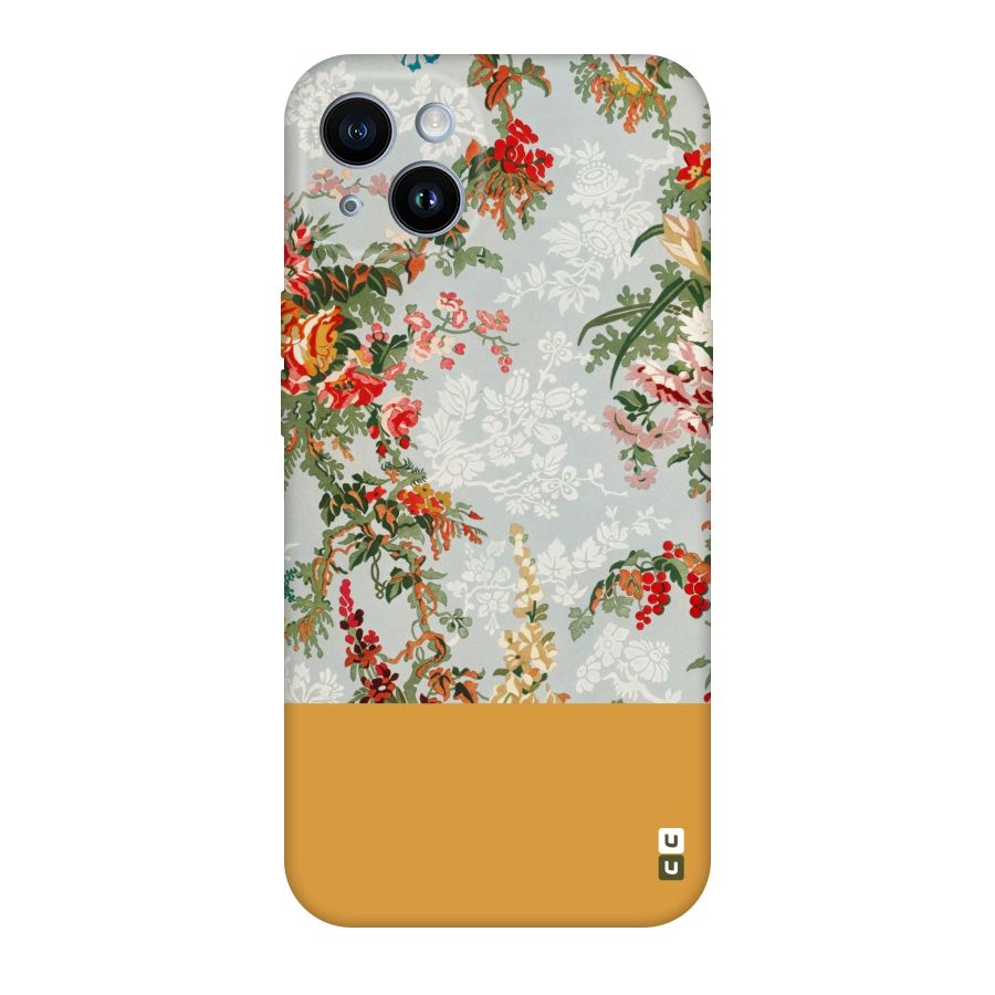 Golden Stripe on Floral Original Polycarbonate Back Case for iPhone 14