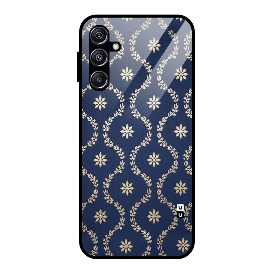 Gorgeous Gold Leaf Pattern Glass Back Case for Galaxy M34 5G
