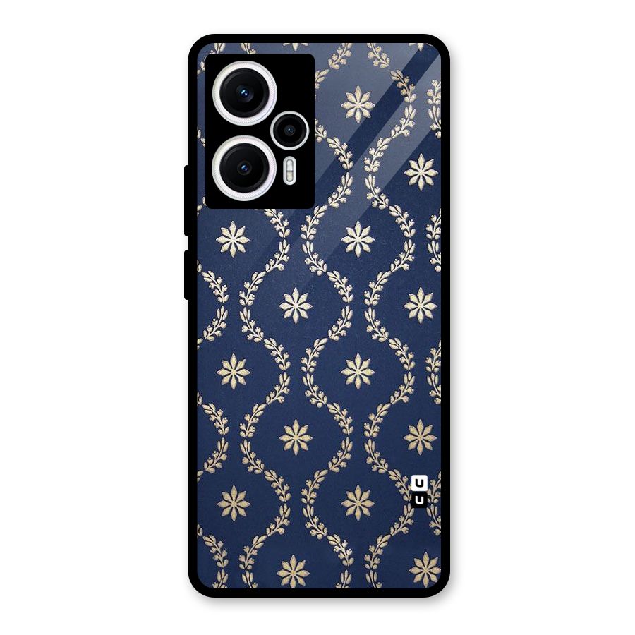 Gorgeous Gold Leaf Pattern Glass Back Case for Poco F5